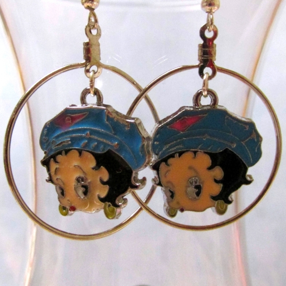 Betty Boop Hoop Earrings Blue